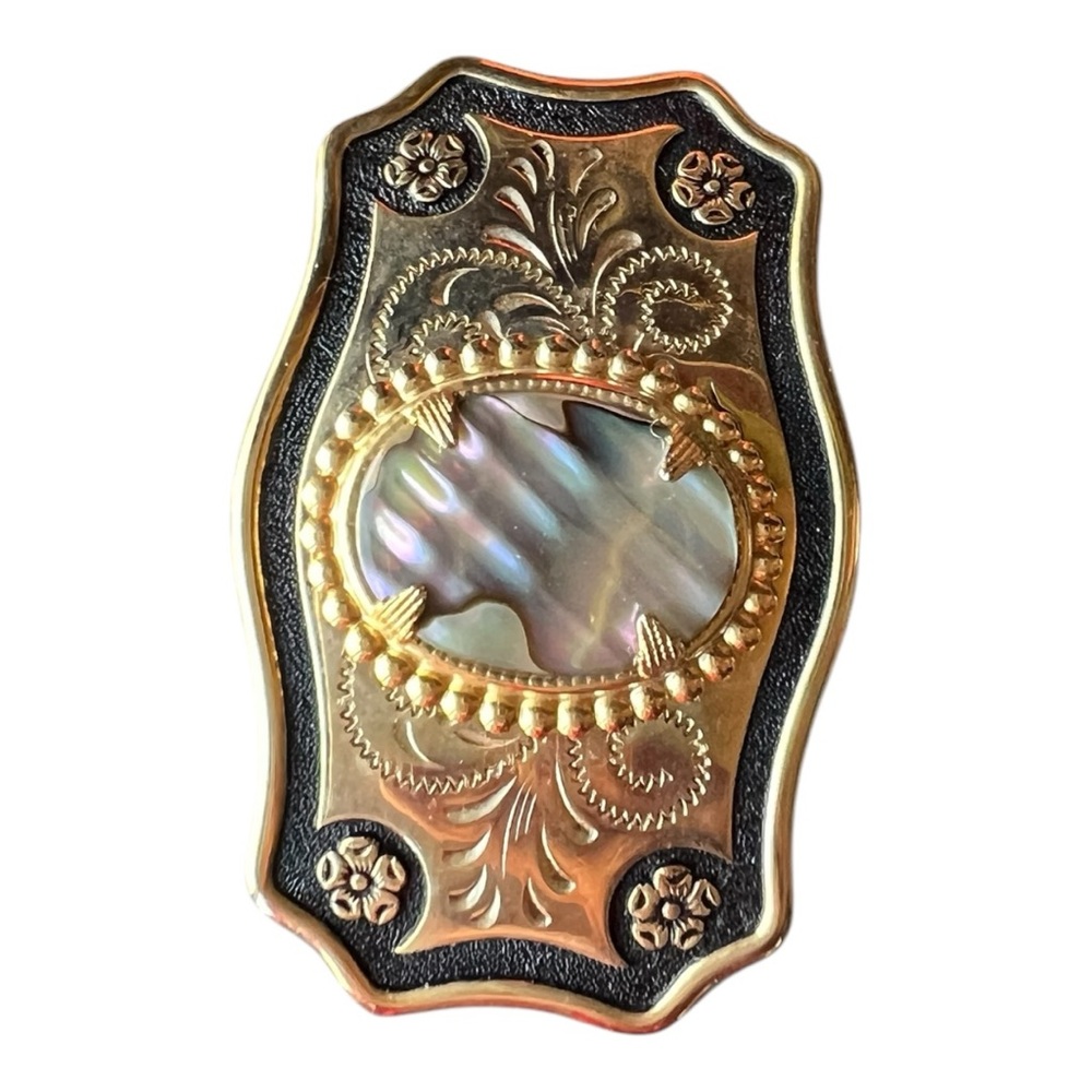 Vintage Southwest Antique Gold Gemstone Belt Buckle